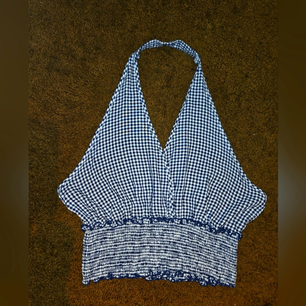 Heart Hips Halter Checkered Crop Top, Large